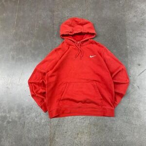 Nike Hoodie Mens Large Red Pullover‎ Sweatshirt Swoosh Logo